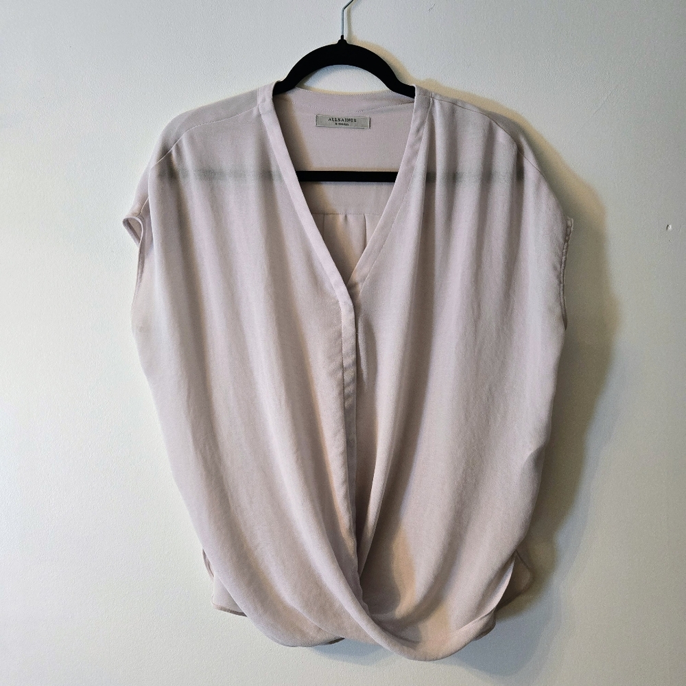 AllSaints Twist Top Draped Front Blouse